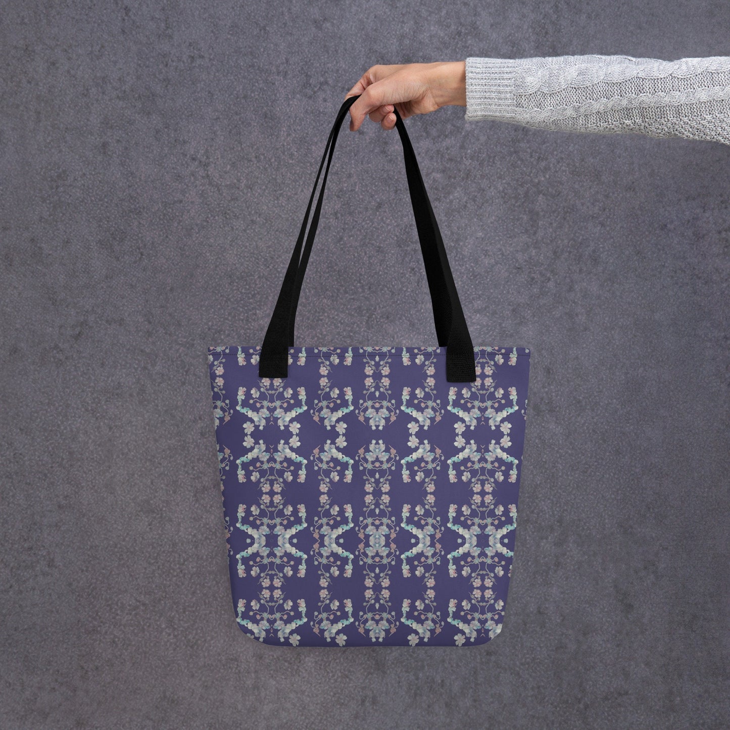 Violet Floral Tote Bag: Everyday Reusable Shopping Bag
