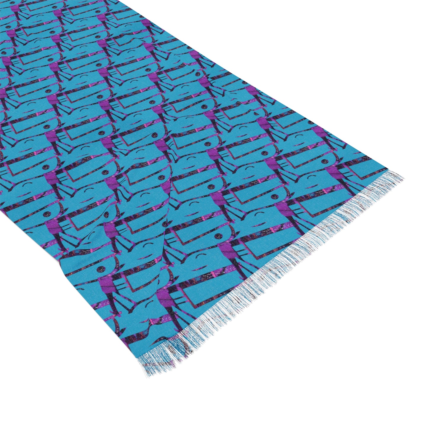 Light Scarf — Blue Geometric Patterned Lightweight Fashion Scarf