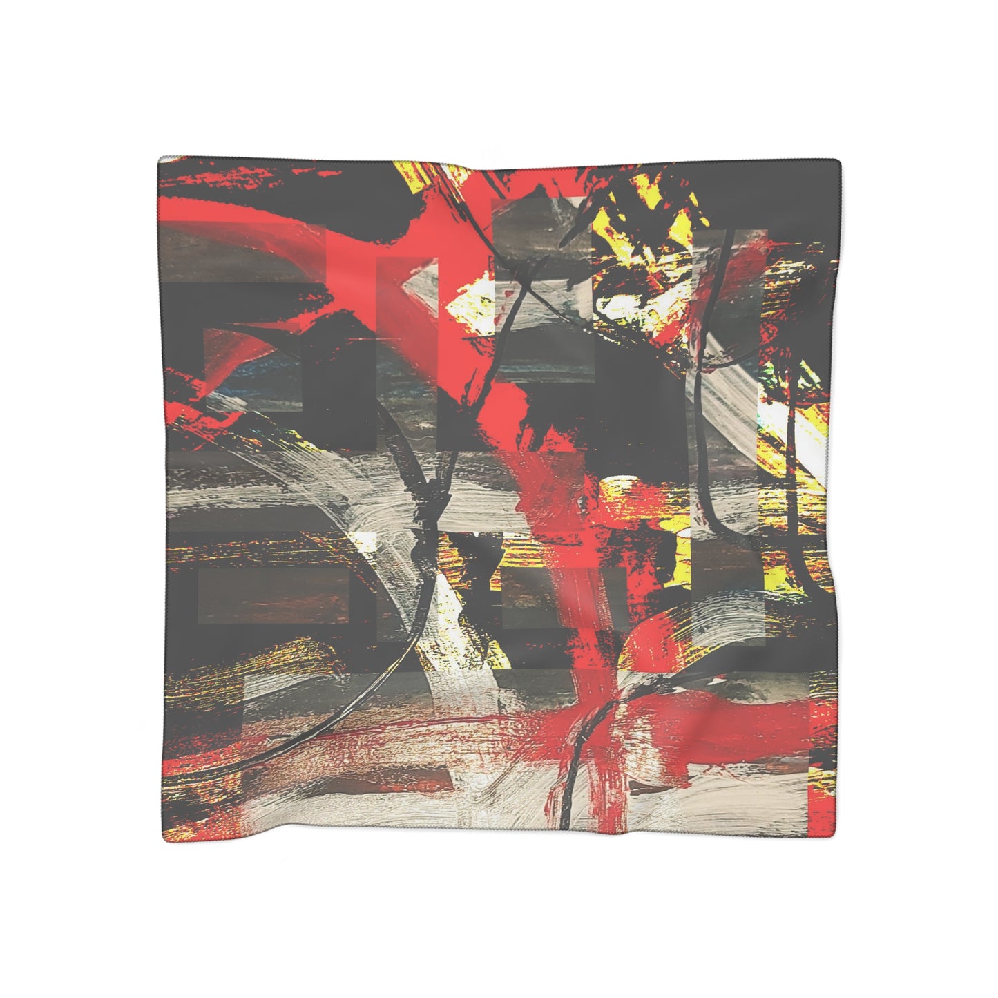 Gold and Grey Scarf- squared abstract print
