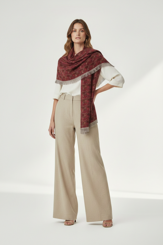 Light Scarf — Woven Red Paisley Pattern Fashion Scarf