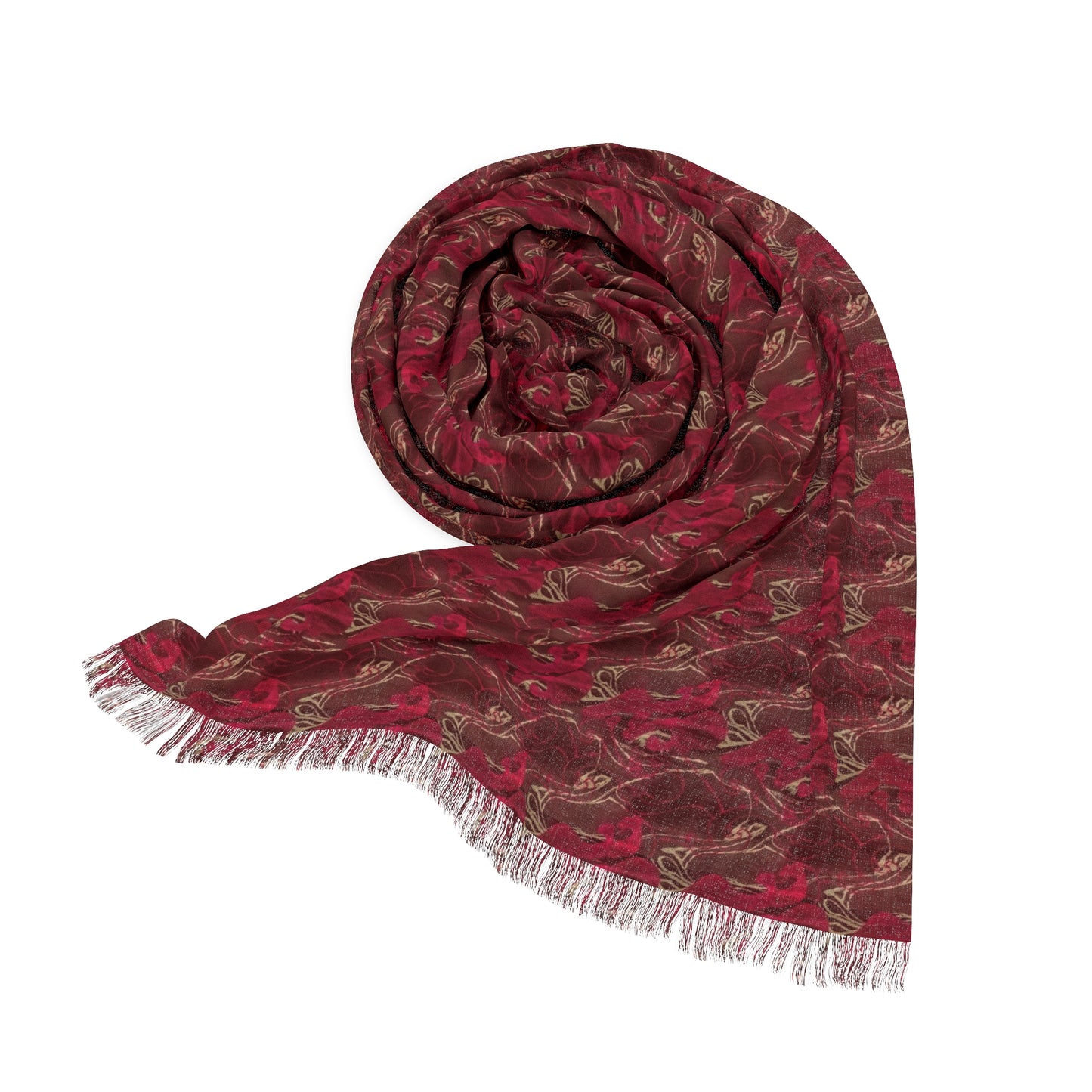 Light Scarf — Woven Red Paisley Pattern Fashion Scarf