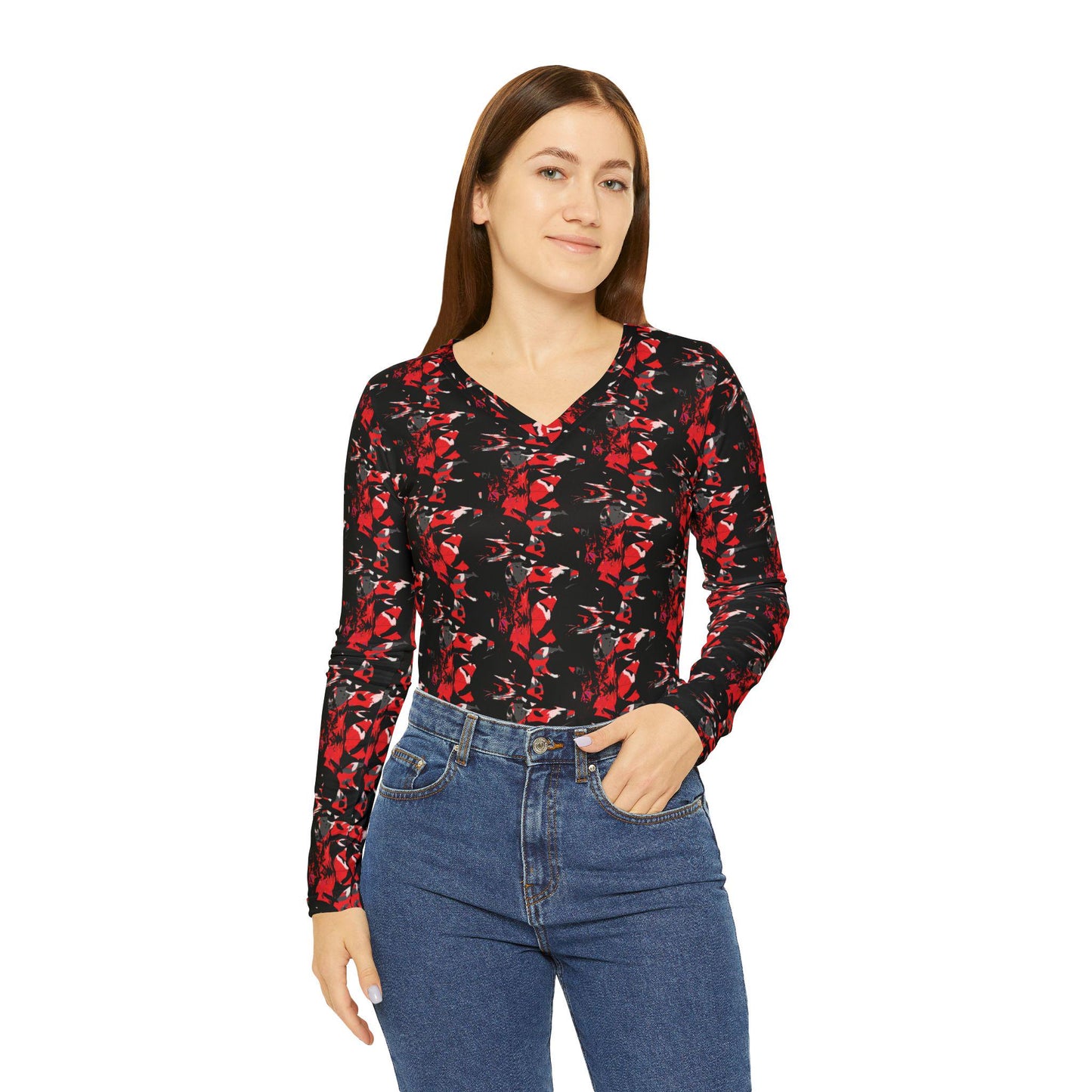 Abstract V-Neck Long Sleeve Shirt: Bohemian Women's Top