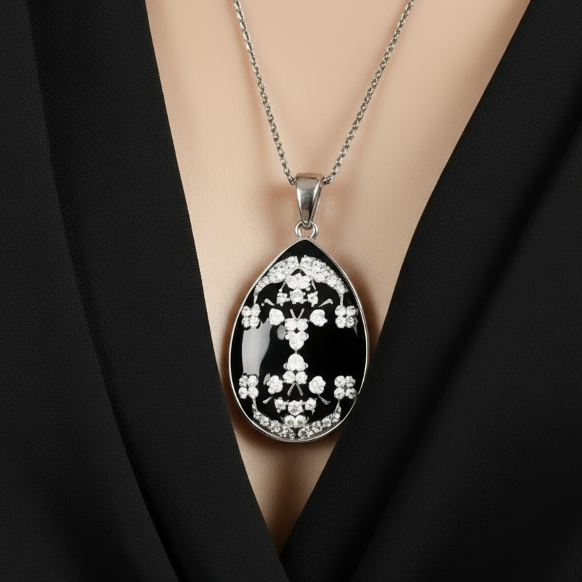 Vintage-Inspired Enamel and Crystal "Secret Garden" Necklace
