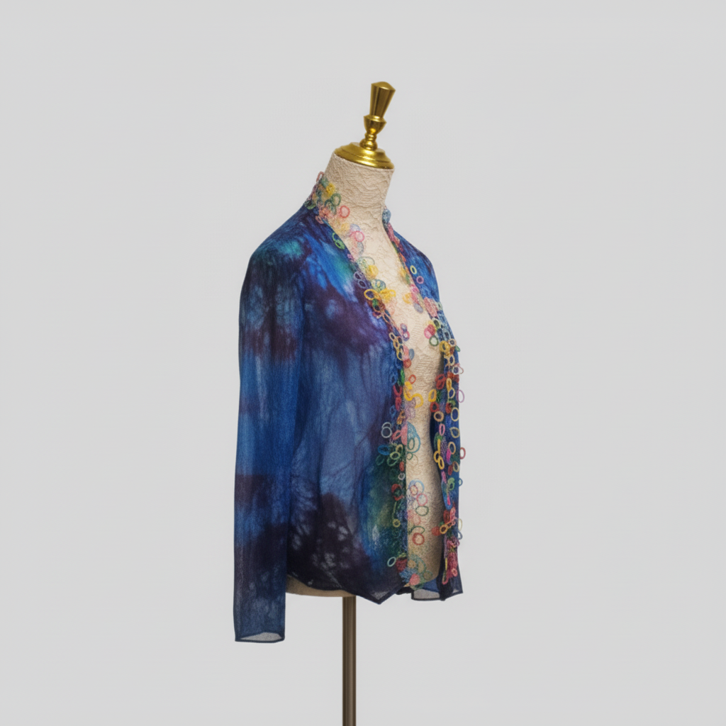 Rubberband Lace Blue & Purple Silk Scarf