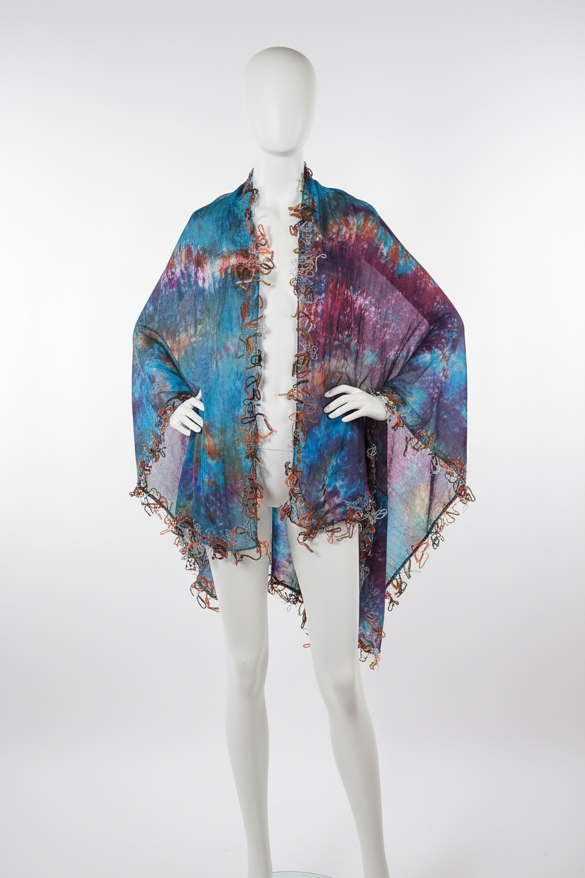 Boho Rainbow Dream Fringe Shawl