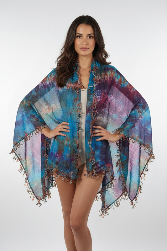 Boho Rainbow Dream Fringe Shawl