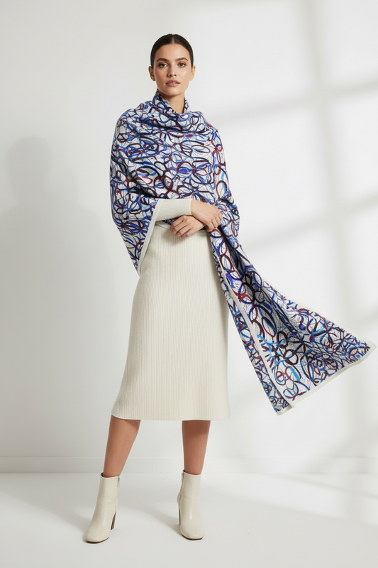 Electric Orbit: Abstract Kinetic Scribble Blanket Scarf