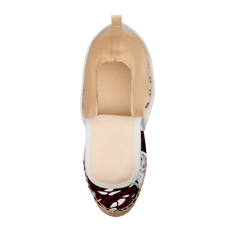 Red Abstract High‑Top Espadrille Shoes
