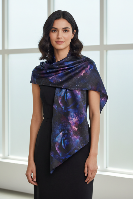 Celestial Nebula Luxury Silk-Feel Scarf