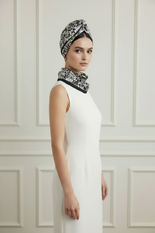 The Rorschach Flow Bandana- Monochrome silk scarf