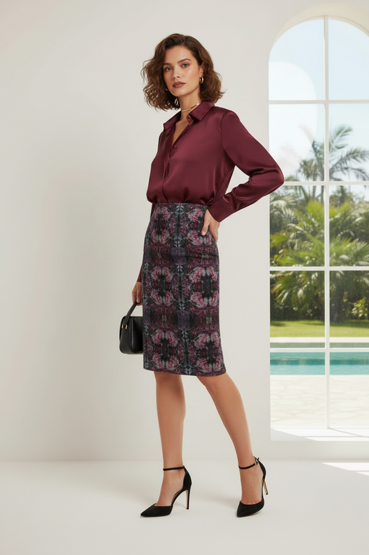 Pencil Skirt Tie Dyed Velvet Pencil Skirt