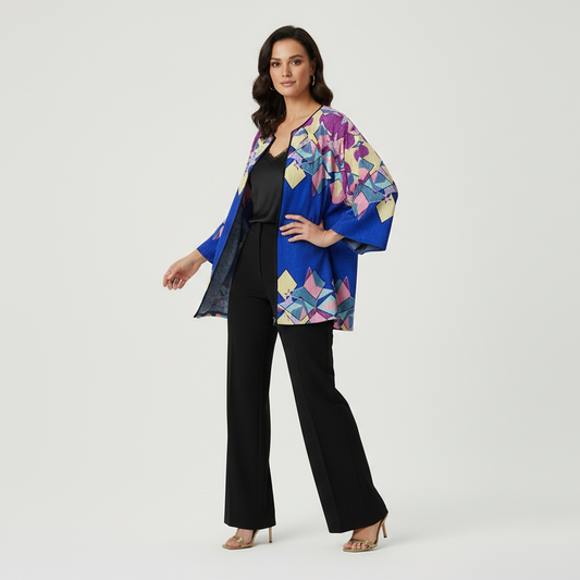 Akanne Geometric Dream Kimono Jacke- Velvet