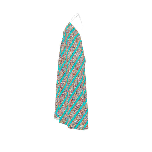 Turquoise Sunset Halter Maxi Dress