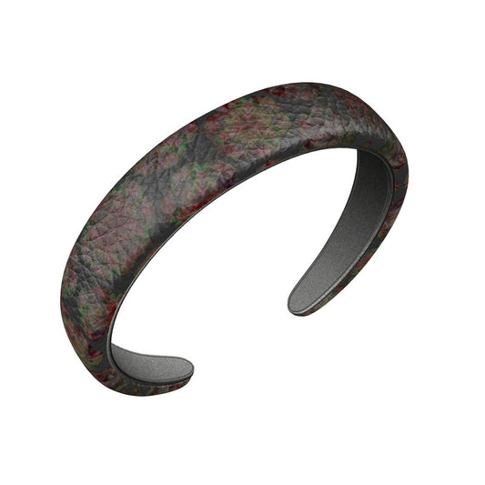 Leather Headband Floral Bronze And Dark Grey