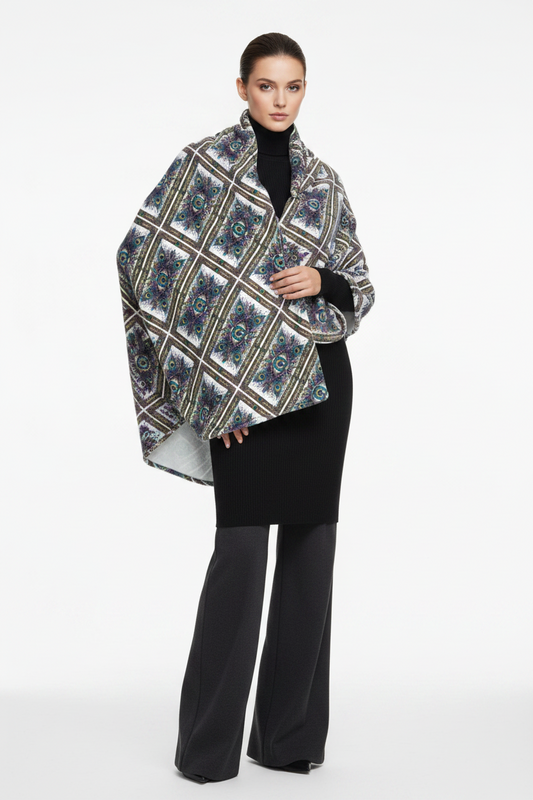 Geometric Pattern Fleece Blanket Scarf