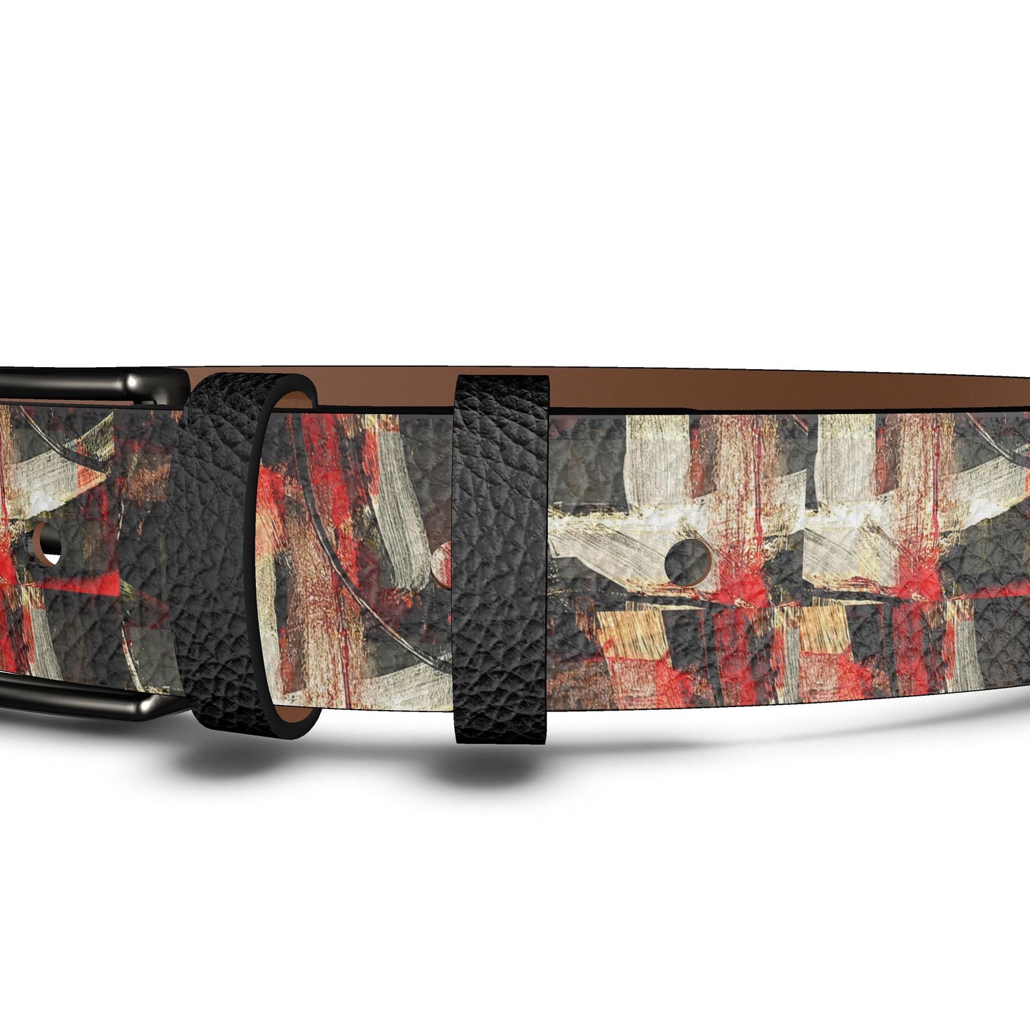 Modern Artistic Statement Belt with Black Buckle, Unique Designer belt