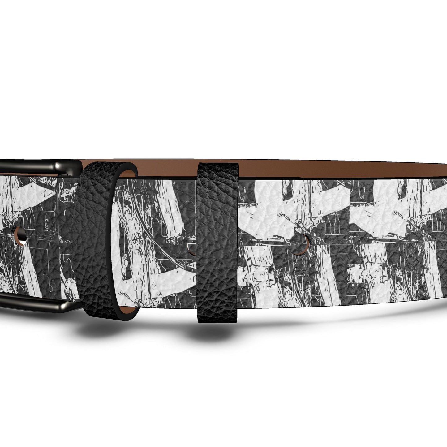 Modern Artistic Statement Belt with Black Buckle, Unique abstract belt