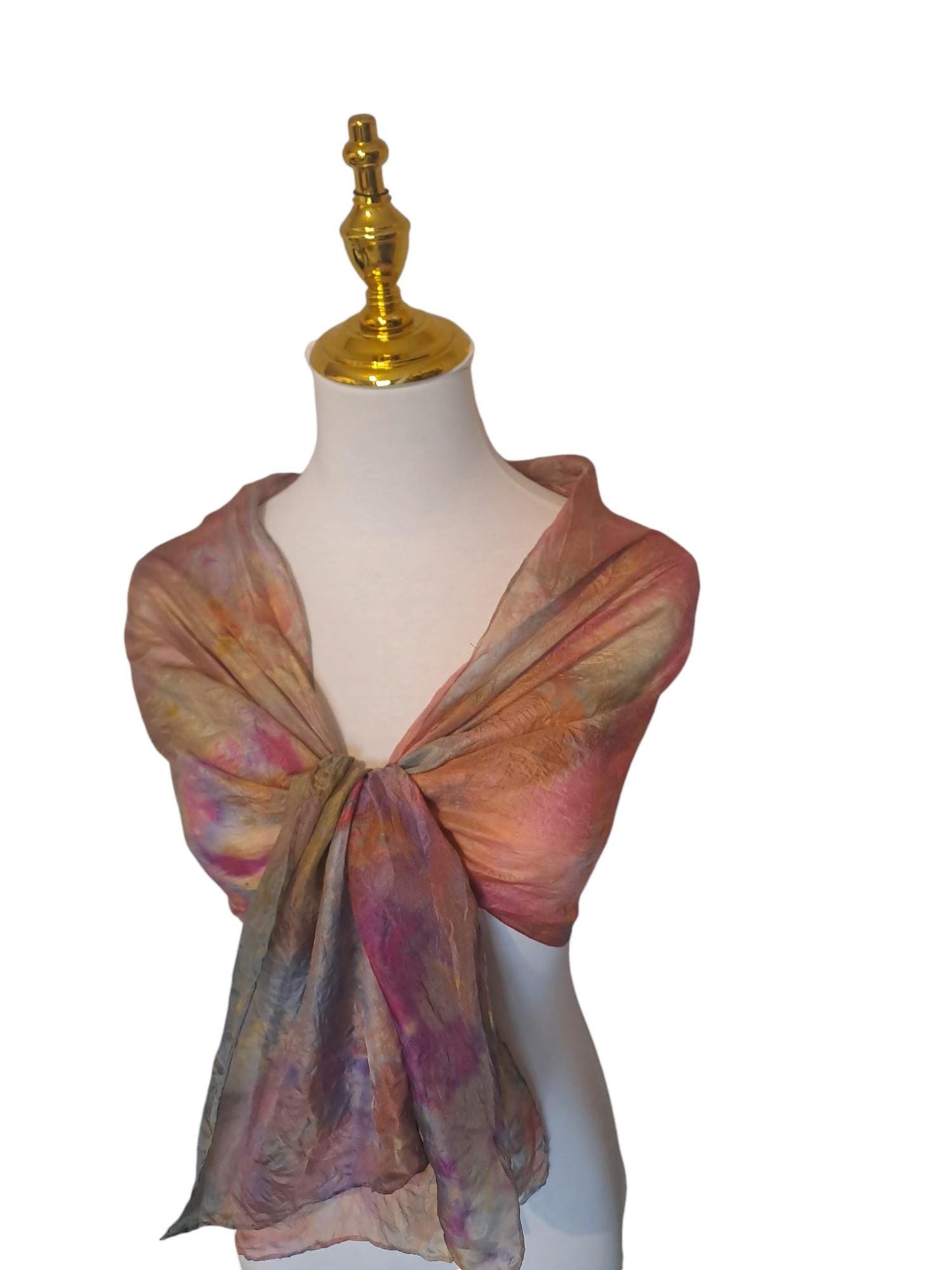 Ice Dyed Scarf: Pastel Pink Peach Watercolor Shawl