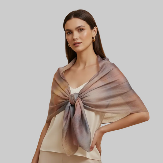 Multicoloured Bronze and Gold Shawl: Earthy Tones Soft Scarf
