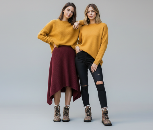 Bronze Leather Winter Fur Boots | Women's Cozy Patterned Boots