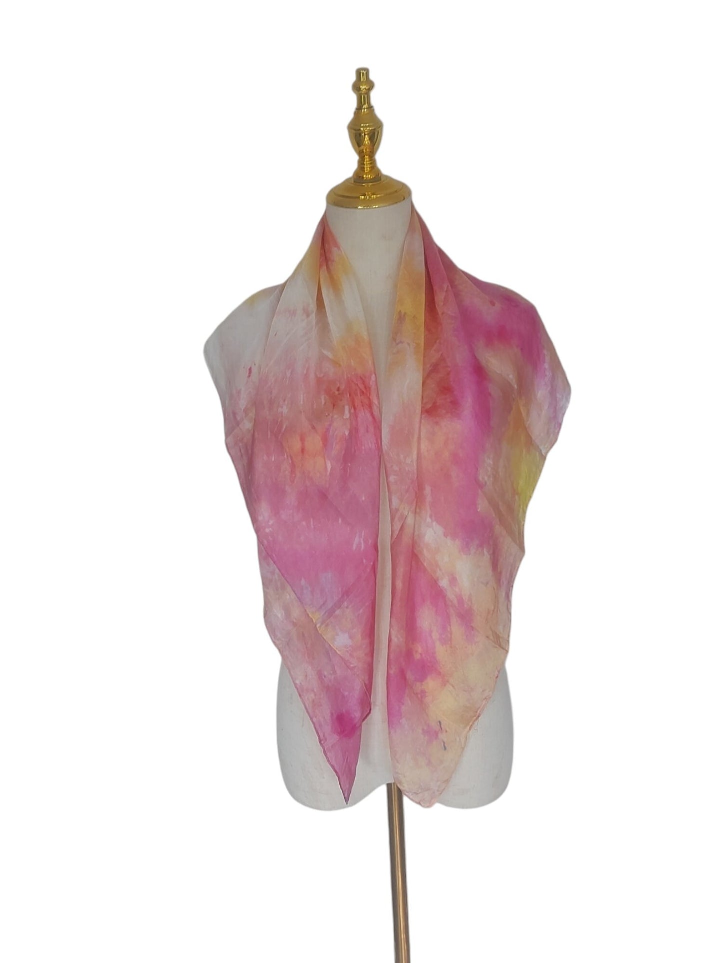 Pink and Orange Silk Scarf: Lightweight Spring Summer Accessory