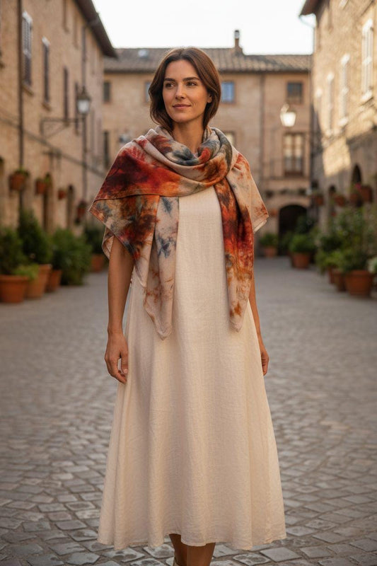 Vibrant Silk Satin Scarf: Shimmering Elegance with Rich Colour
