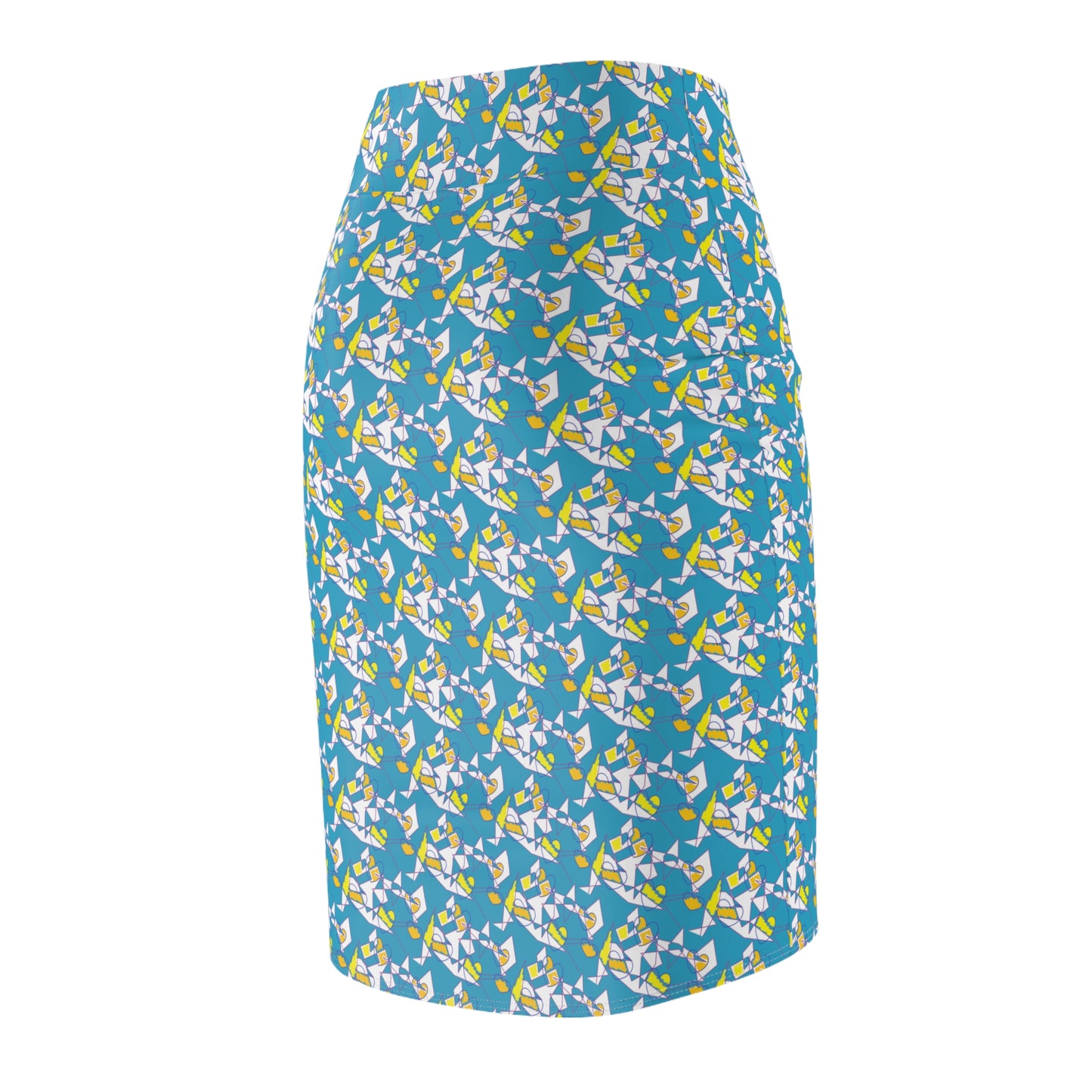 Floral Pencil Skirt: Vibrant Polyester Spandex Blend, Midi Skirt