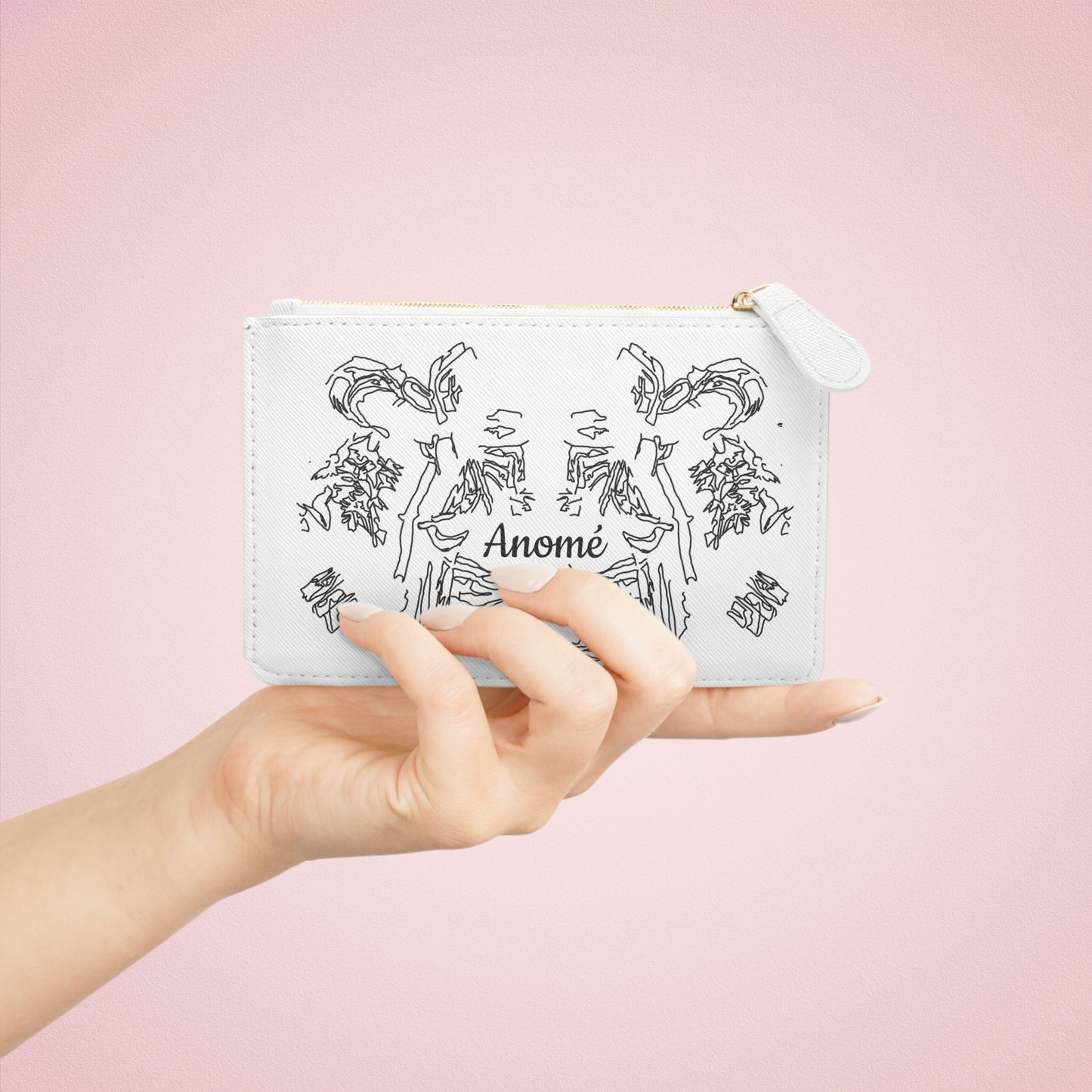 Mini Clutch Bag — Minimalist Black Ink Rorschach Design with "Anomé" Text