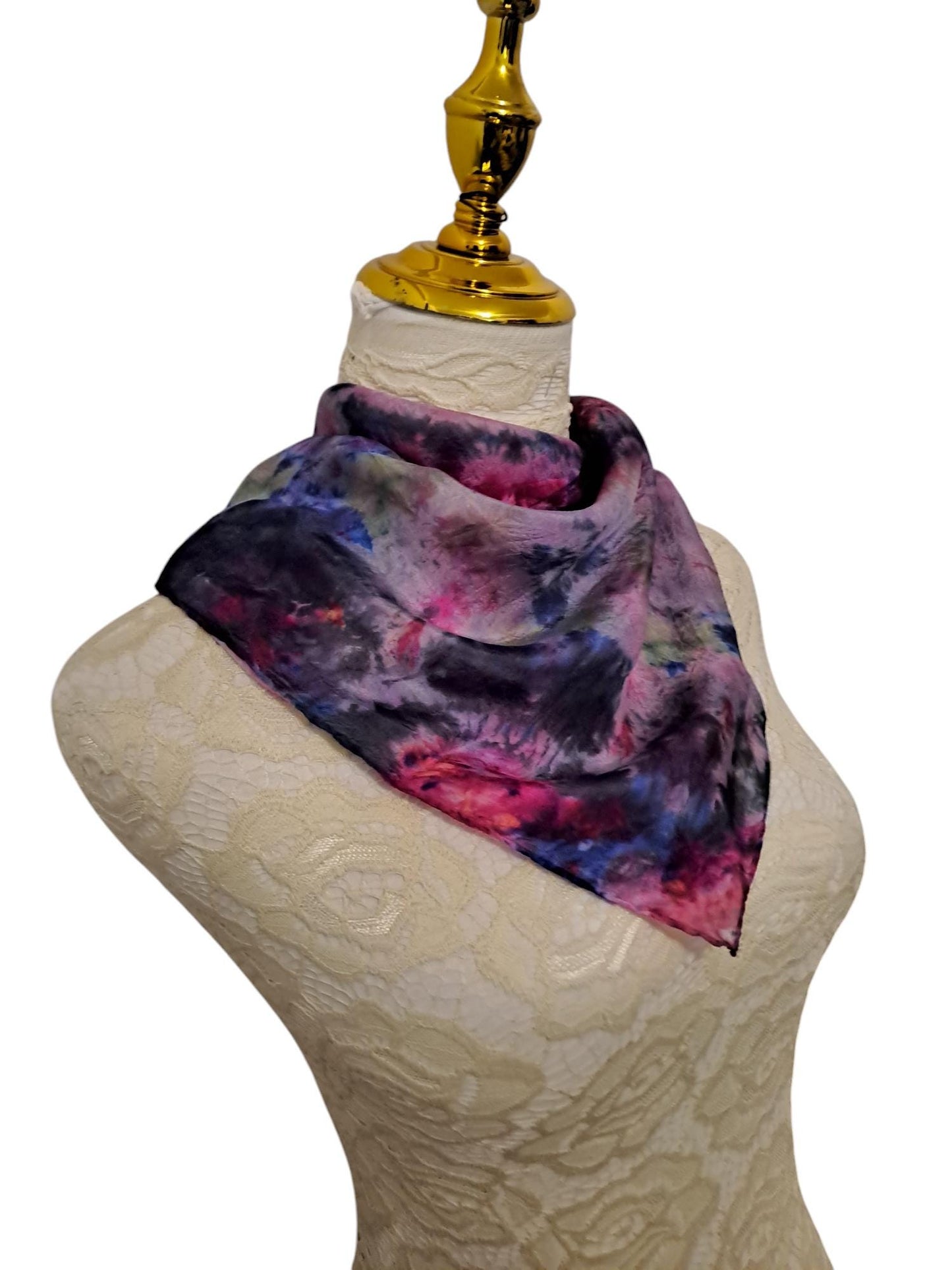 Handmade Icedyed Silk Scarf: Women's Fashion Neckerchief