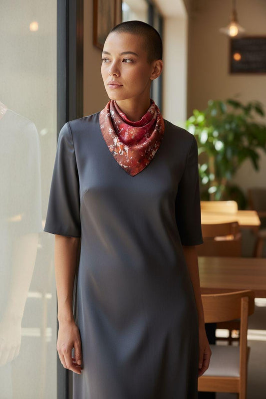 Handmade Batik Iced Dyed Scarf: Abstract Blossom Spring Scarf