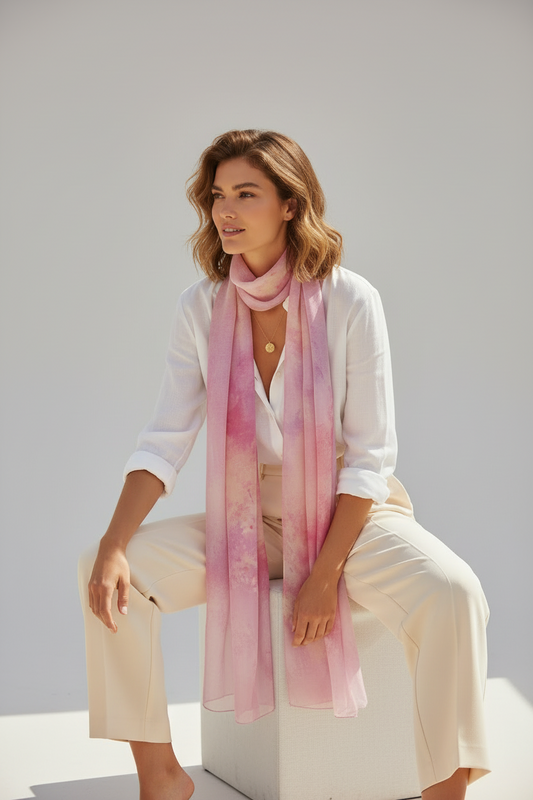 Handmade Pastel Pink Shawl: Long Fashionable Scarf