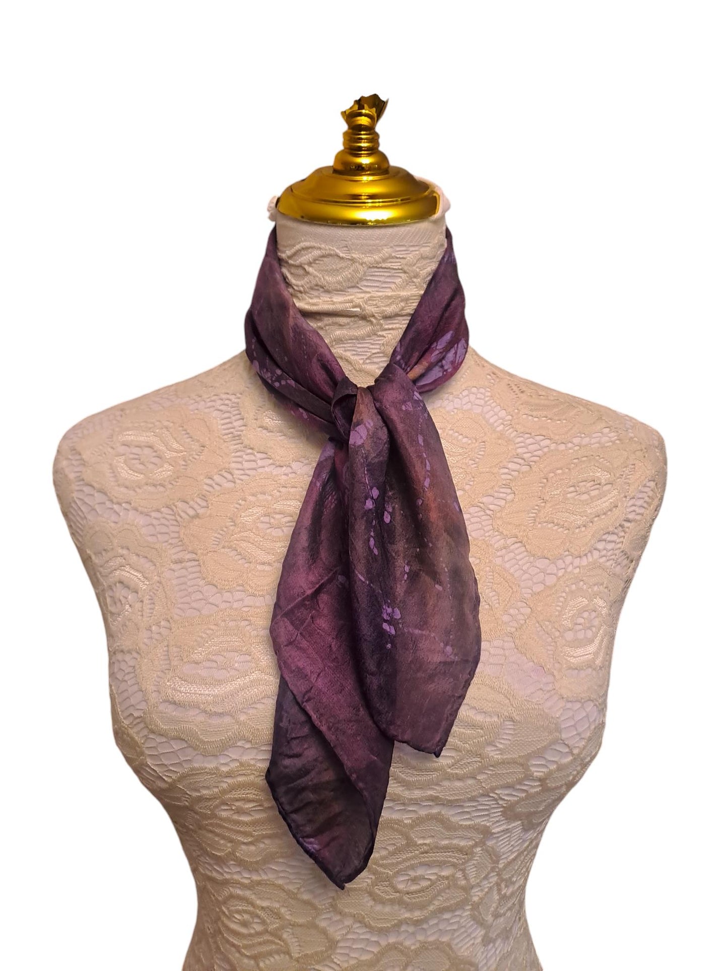Purple Batik Silk Scarf: Handmade Ice Dyed Elegant Scarf