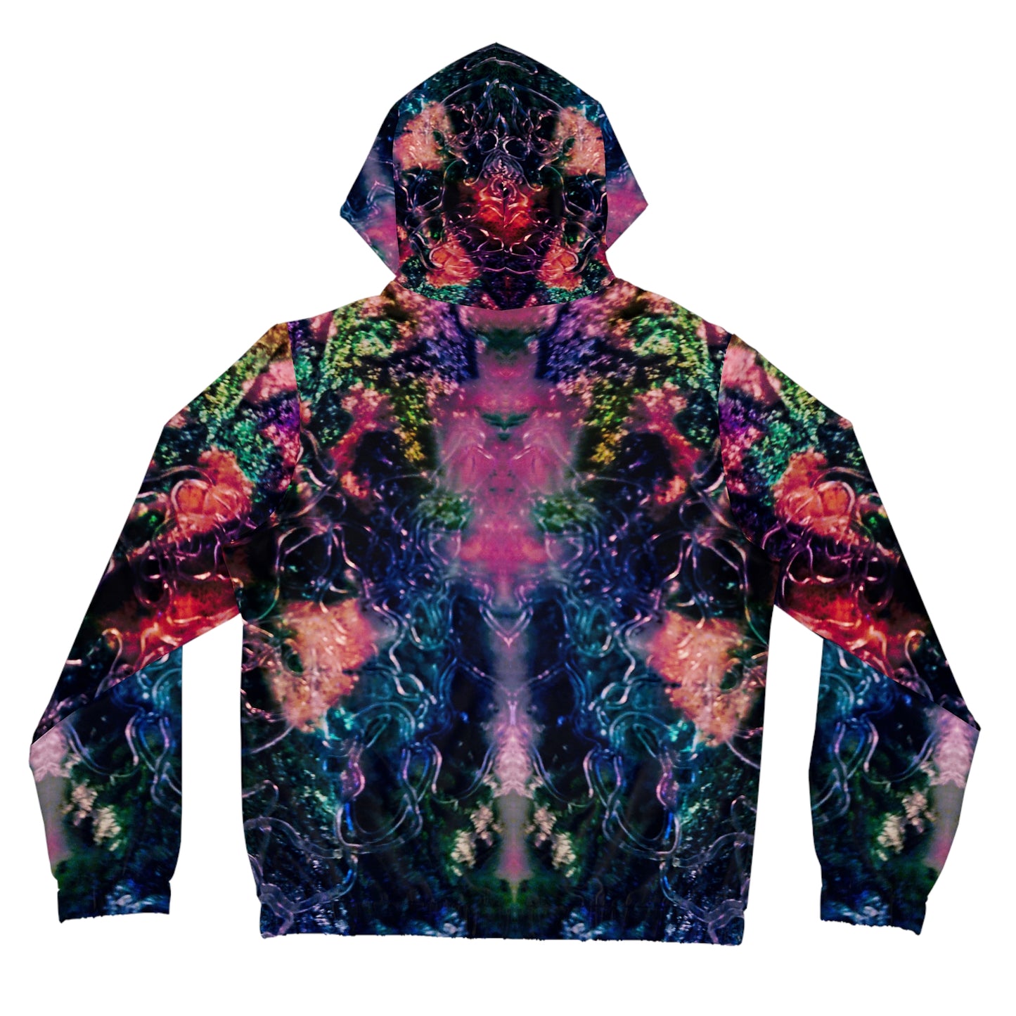 Galaxy Floral Women's Full-Zip Hoodie — Psychedelic Mirror Print