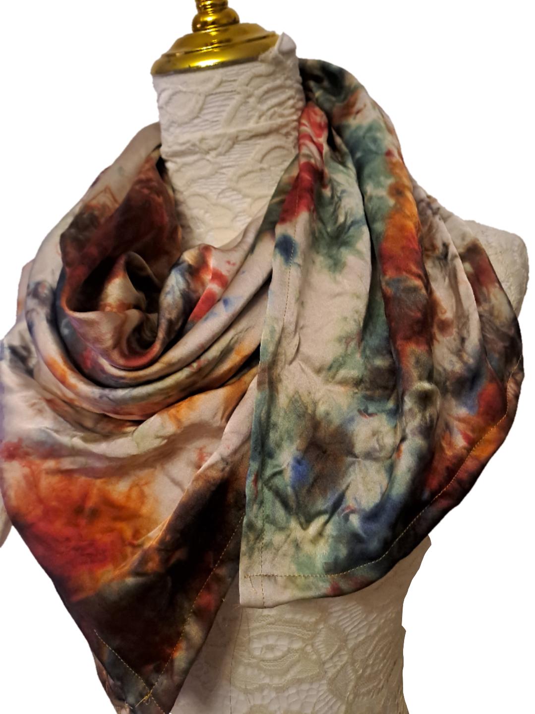 Vibrant Silk Satin Scarf: Shimmering Elegance with Rich Colour