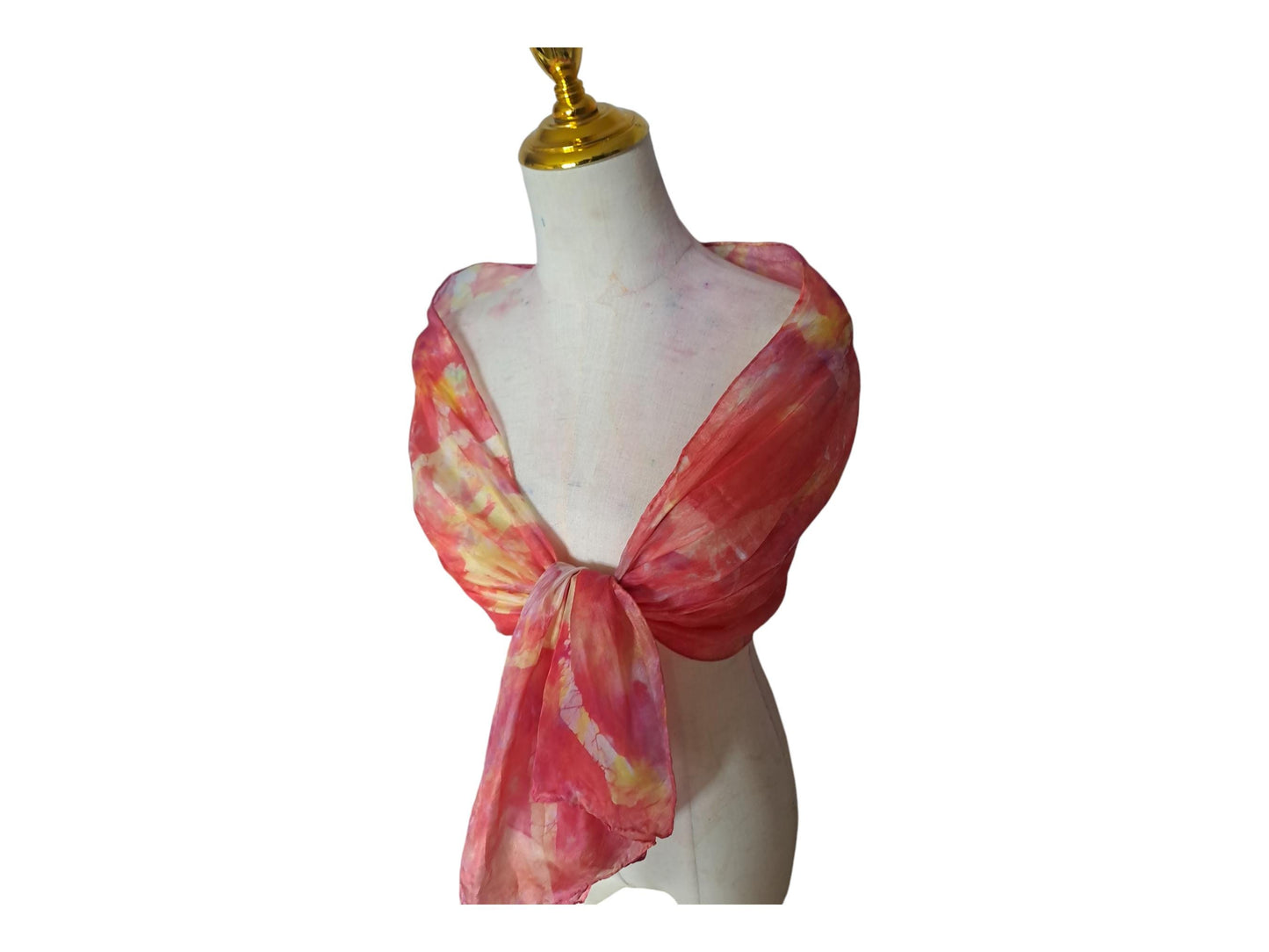 Orange Swirl Silk Scarf: Hand-Dyed Batik Boho Wrap
