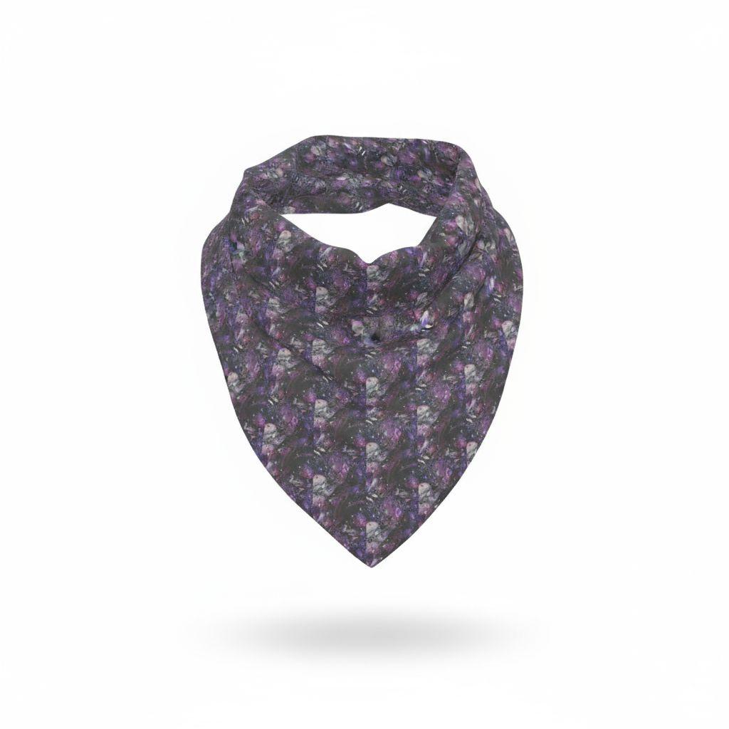 Abstract Purple Chiffon Scarf: Sheer Poly Voile Accessory
