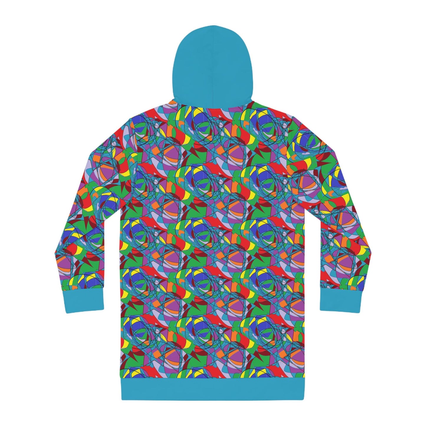 Colourful Print Hoodie Dress - Women's Casual Lounge Wear