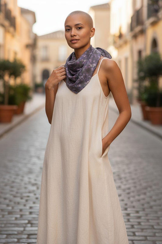 Abstract Purple Chiffon Scarf: Sheer Poly Voile Accessory