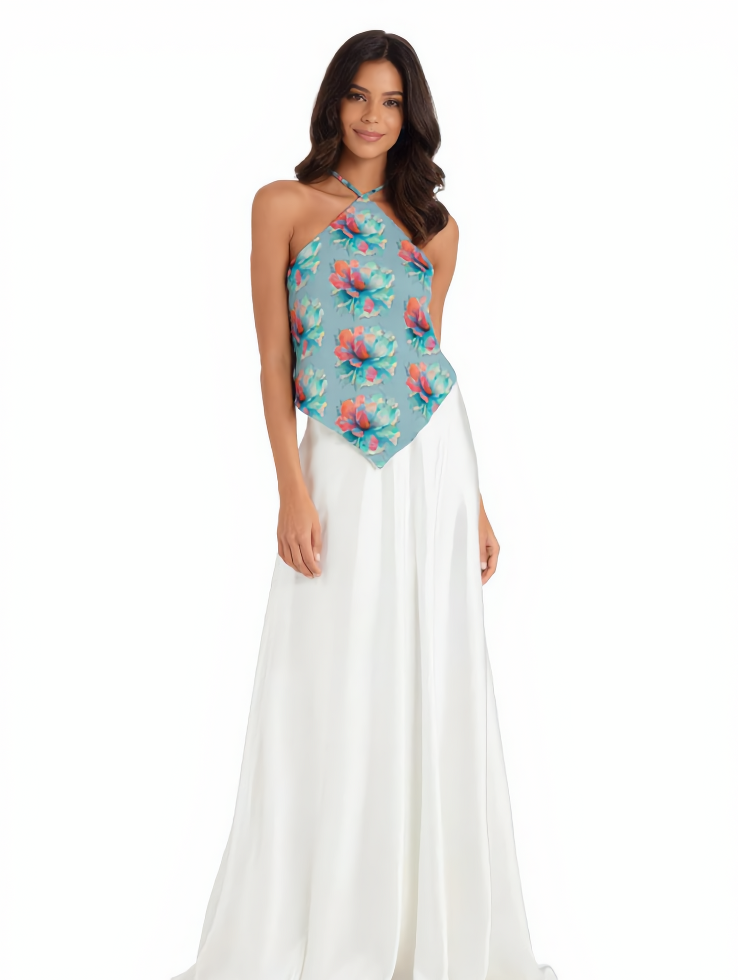Floral Halter Bandana Top – Tropical Bloom Print