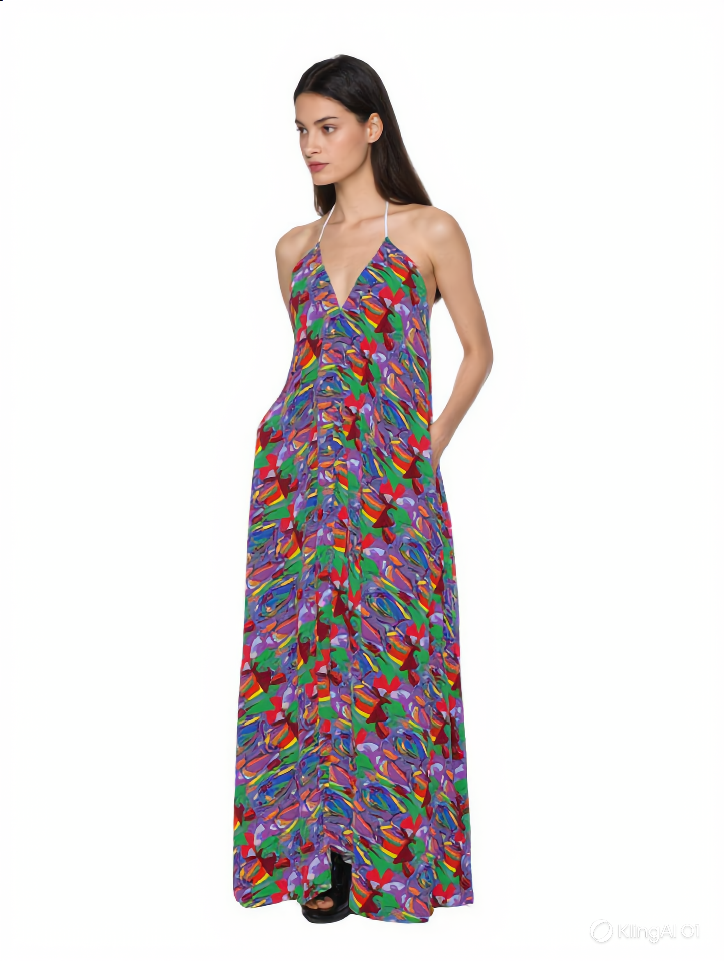 Kaleidoscope Halter Maxi Dress