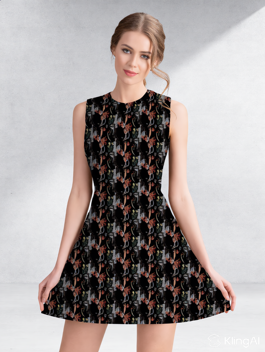 Floral Abstract Swing Dress — Women's Casual Dress