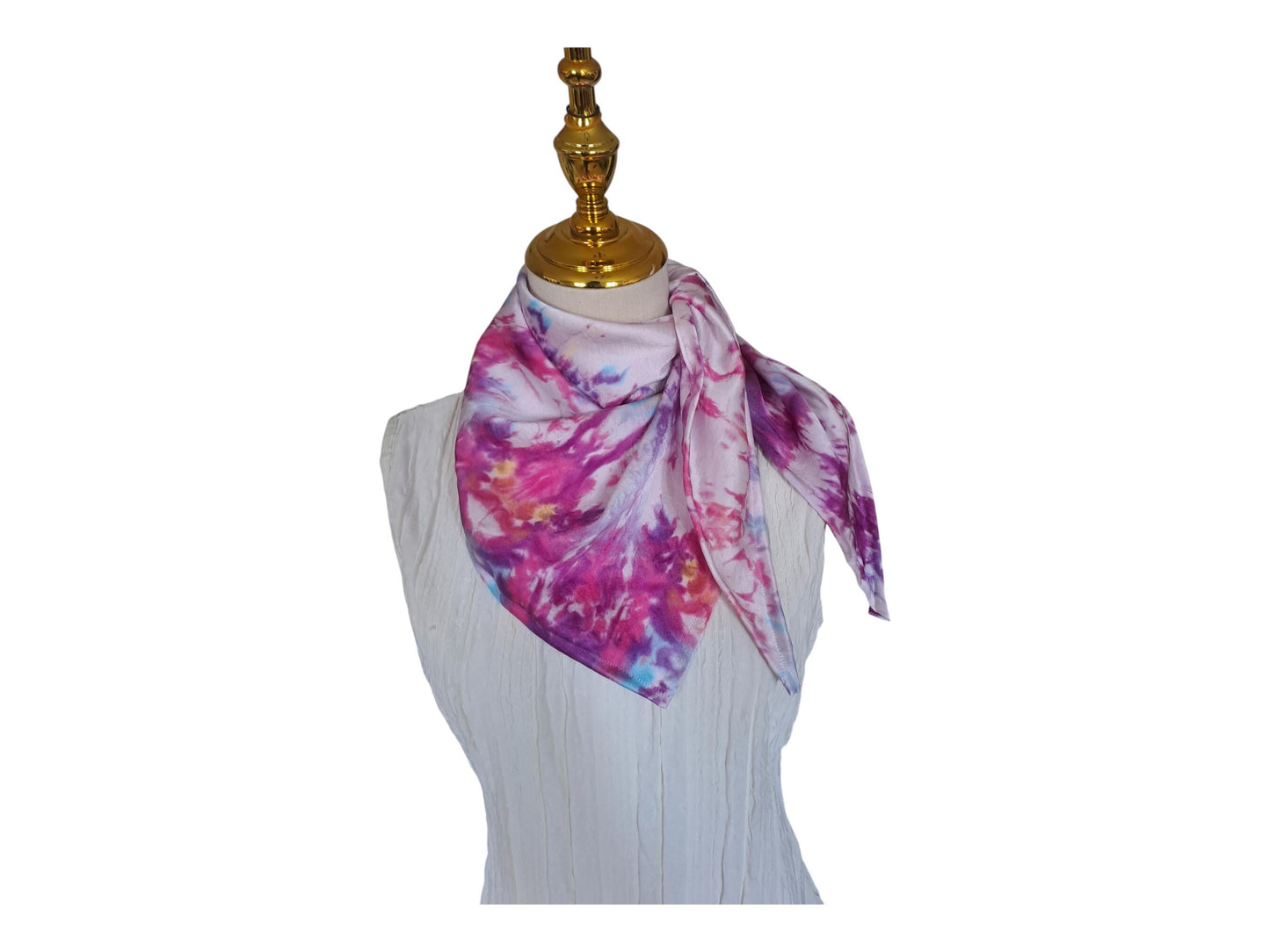 Purple tie dyed scarf, handmade mulberry silk triangle scarfs, soft shiny scarf.