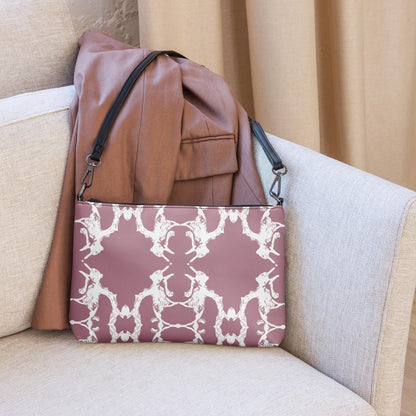 Patterned Pink Clutch Crossbody Bag: Faux Leather 2-in-1 Accessory