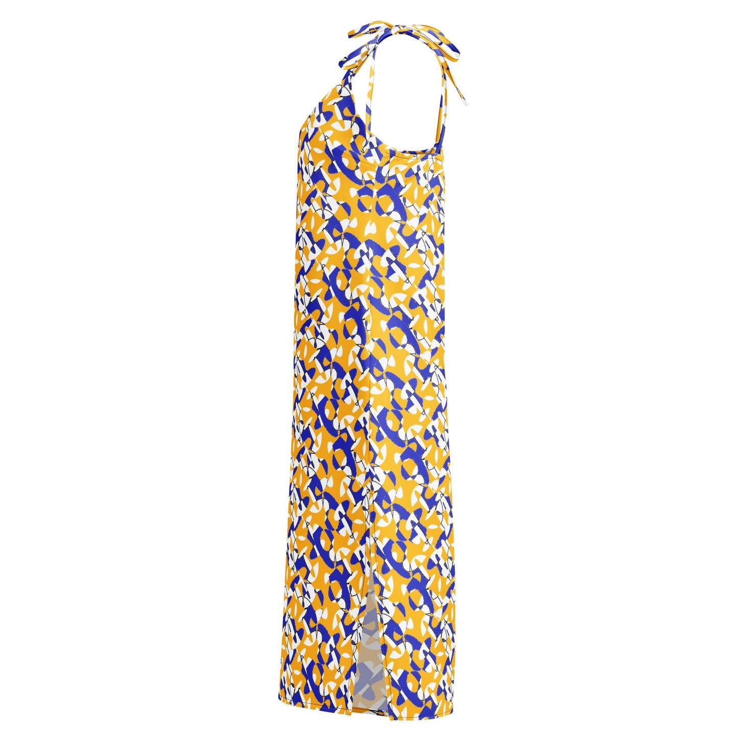 Tie-Strap Sunset Bloom Holiday Slip Midi Dress