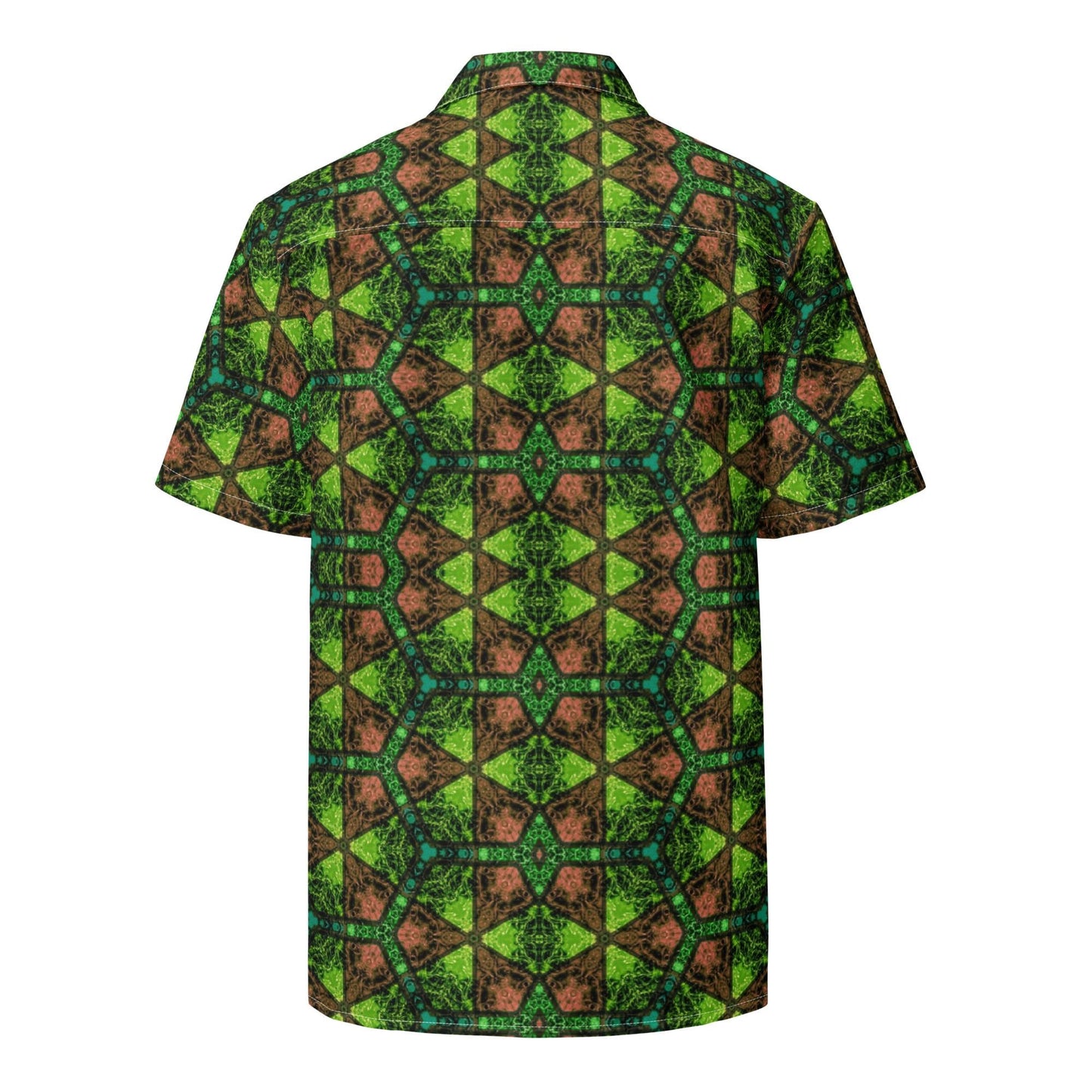 Green and Orange Button Shirt – Casual Vintage, Wrinkle-Free Comfort