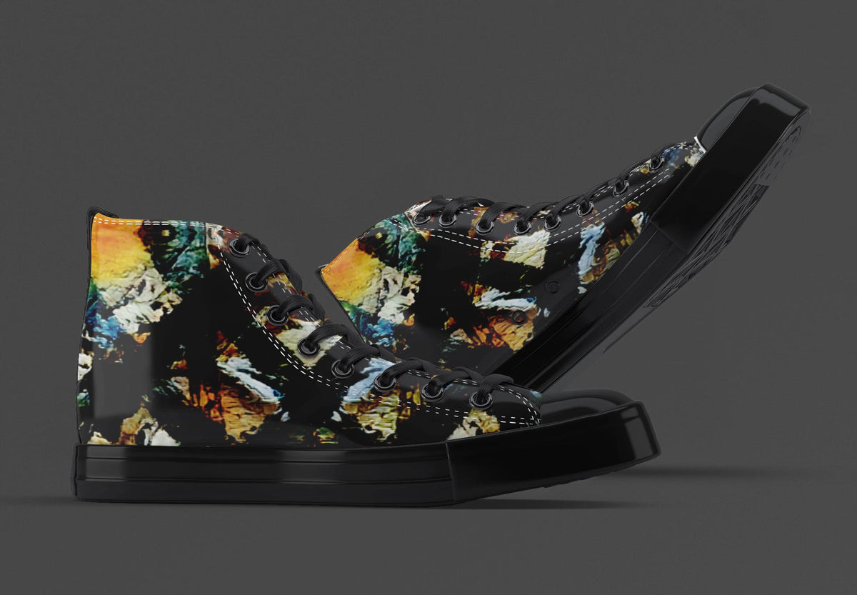 Men's Abstract Painted High Top Canvas Shoes: Streetwear Sneakers