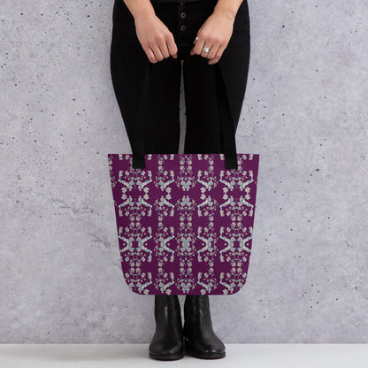 Floral Purple Tote Bag, Lightweight Polyester