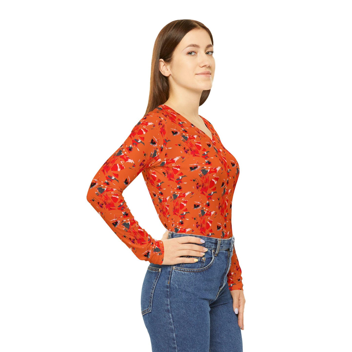 Abstract V-Neck Long Sleeve Shirt: Bohemian Women's Top