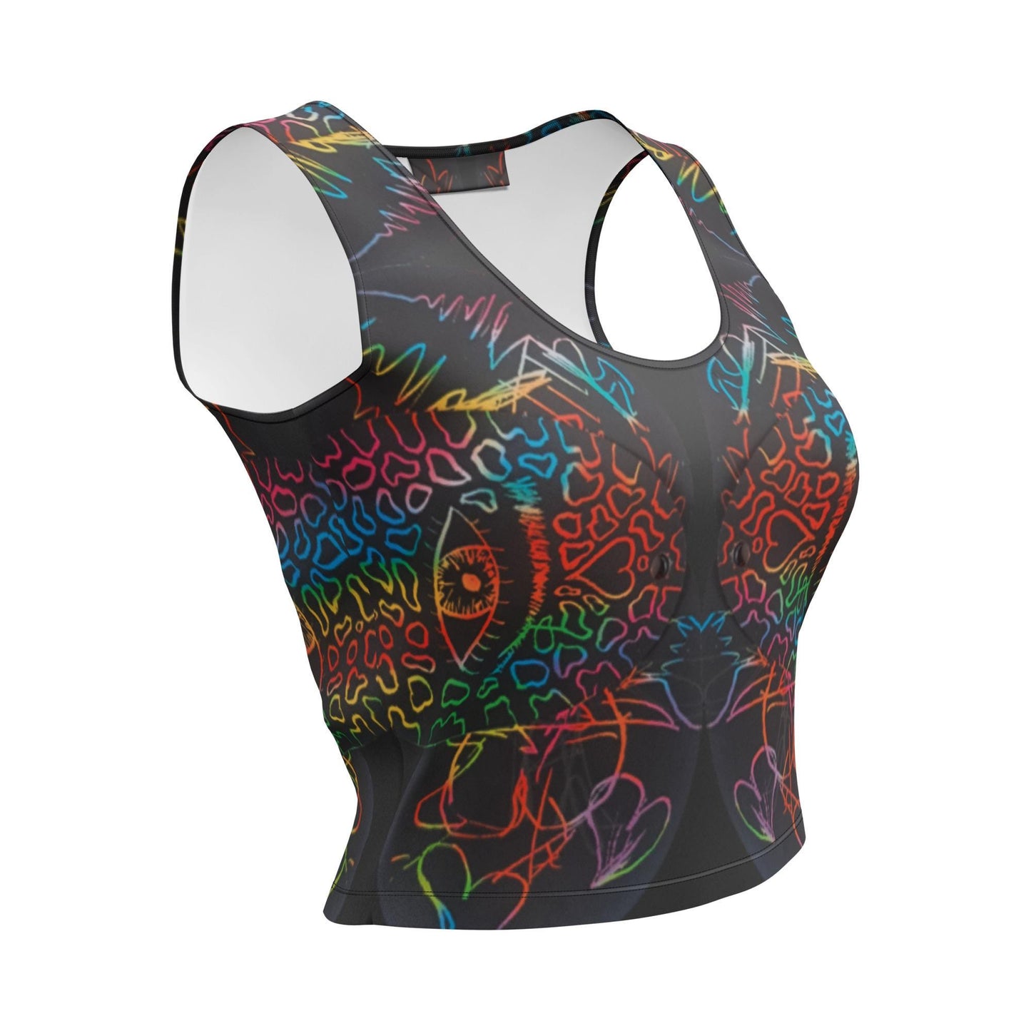 Psychedelic Jaguar Crop Top | Neon Rainbow Abstract Animal Print