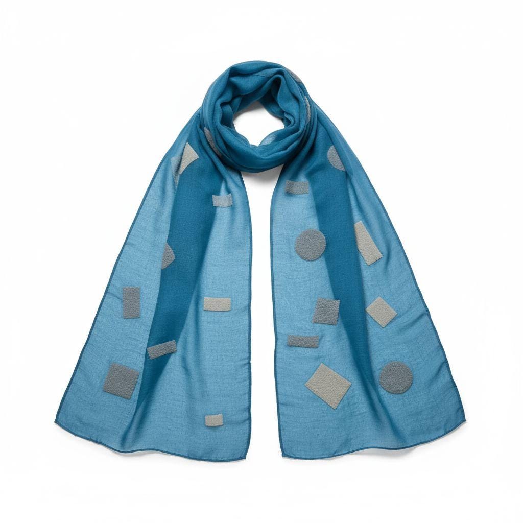 Elegant Teal Dream Shawl, Playful Polka Dots Wrap for Chic Evenings